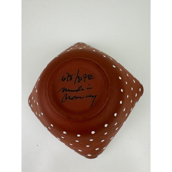 Vintage 60s Graveren Norsk Brown White Polka Dot Pottery Bowl Norway - Picture 6 of 6